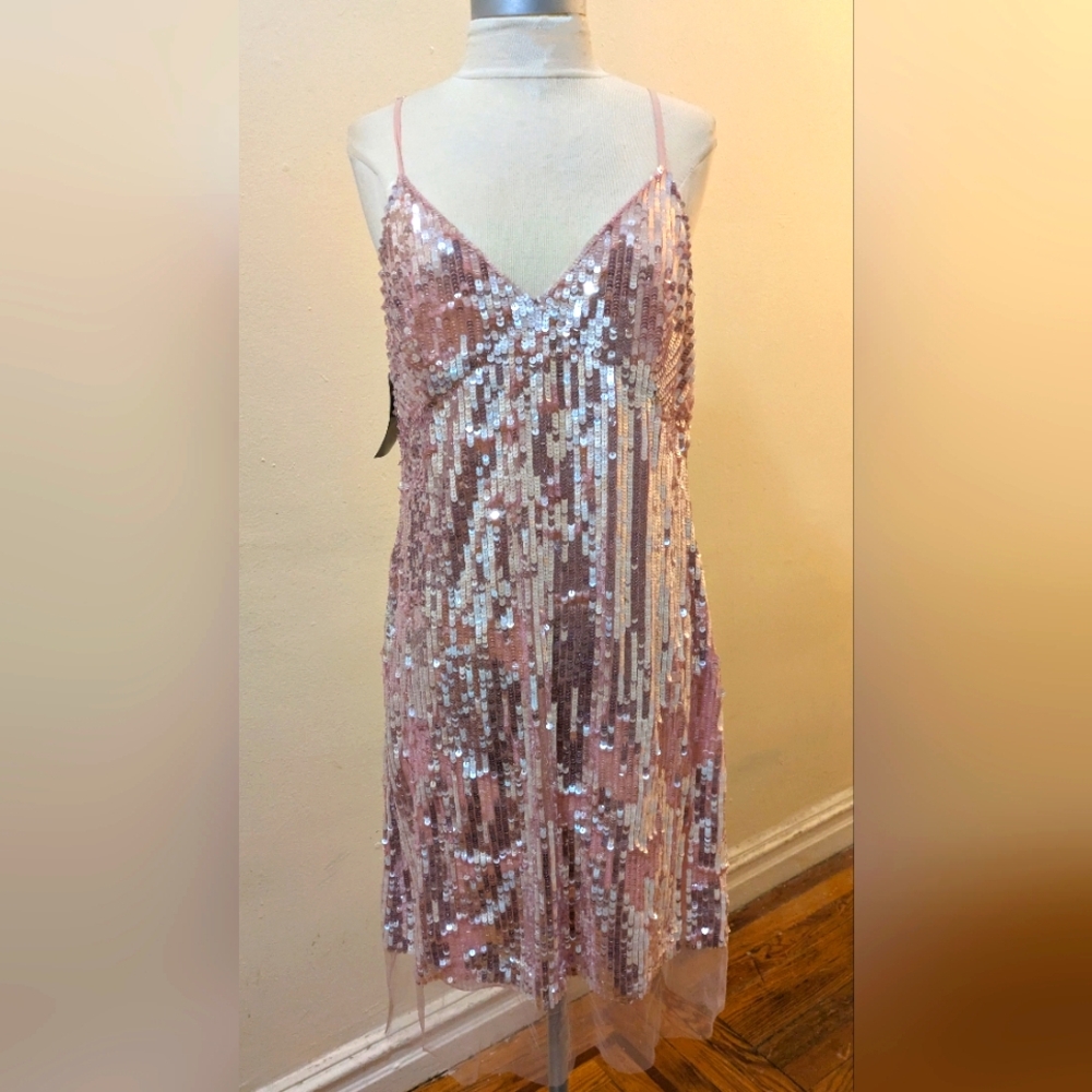MARKUS LUPFER Marlane Sequined Tulle Dress In Pink Size US 8 & UK 12